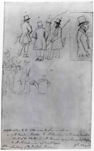 Costruttori e Geometri alla ricostruzione del British Museum, 1844 da George Snr Scharf