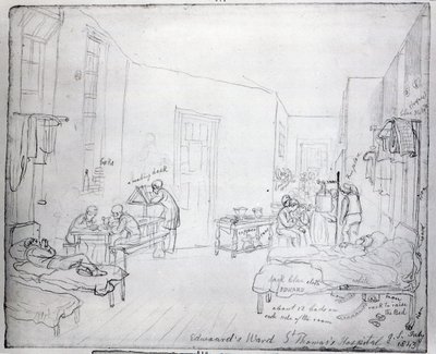 Reparto di Edward, Ospedale di St. Thomas, Londra, 1843 da George Snr Scharf