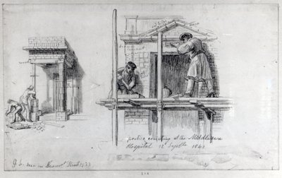 Costruzione di portici a Newham Street e Middlesex Hospital, Londra da George Snr Scharf