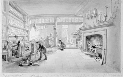 La cucina della caffetteria e ristorante di Mr. Sander, Newgate Street, 1828 da George Snr Scharf