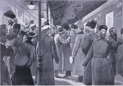 Lo zar che saluta gli ufficiali della Guardia Imperiale, illustrazione da Cassells History of the Russo-Japanese War Vol 1, c.1900 da George Soper