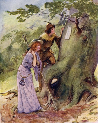 Ganimede e Aliena furono stranamente sorpresi di trovare il nome di Rosalind scolpito sugli alberi? da George Soper