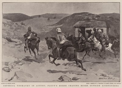 Yeomanry imperiale in azione, il cavallo di Paget insegue i boeri fuori Lichtenberg da George Soper