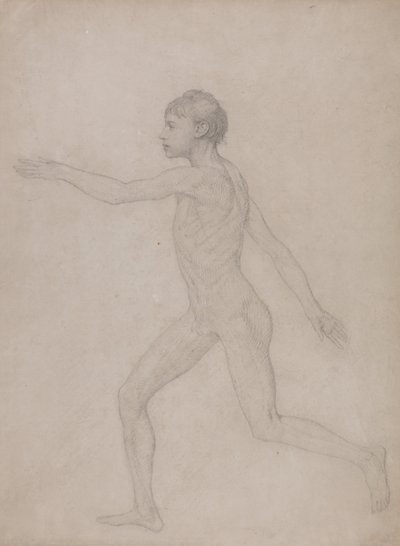 Esposizione anatomica comparata della struttura del corpo umano con quella di una tigre e di un uccello comune: Figura umana, vista laterale (bozza preliminare per lo studio finale della Tavola VIII) da George Stubbs