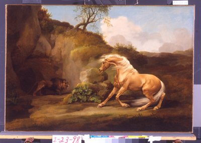 Un cavallo spaventato da un leone, c.1790-5 da George Stubbs
