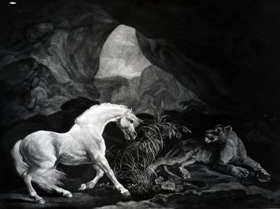 Un cavallo spaventato da una leonessa, inciso da Benjamin Green, 1774 da George Stubbs