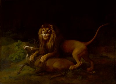 Un leone che attacca un cervo da George Stubbs