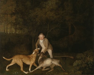 Freeman, il guardiacaccia del conte di Clarendon, con una cerva e un cane da caccia in fin di vita da George Stubbs