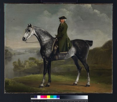 Joseph Smyth Esquire, tenente della foresta di Whittlebury, Northamptonshire, su un cavallo grigio pomellato, c.1762-64 da George Stubbs