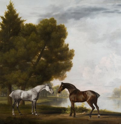 Due cavalli che comunicano in un paesaggio da George Stubbs