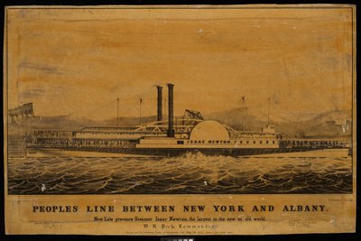 Linea del Popolo tra New York e Albany. Nuovo piroscafo a bassa pressione Isaac Newton, il più grande del nuovo o vecchio mondo da George T. (after) Sanford