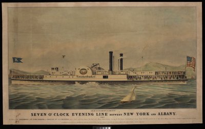 Linea serale delle sette tra New York e Albany, diretta: I battelli a vapore Knickerbocker... e Rochester... da George T. (after) Sanford