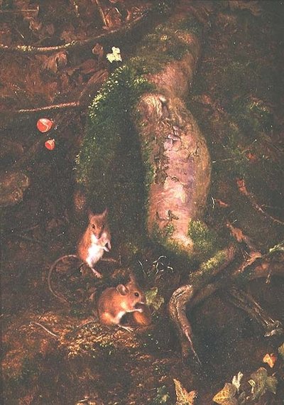 Topi di campagna ai piedi di un albero, 1876 da George Thomas Rope