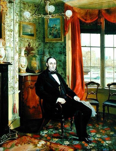 Ritratto di Henry Thomas Lambert seduto nel suo studio con vista sul Tamigi da George Townsend Cole