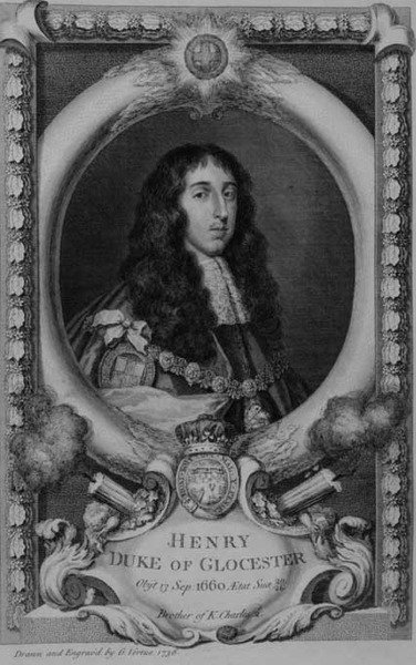 Enrico, Duca di Gloucester (1639-60) Fratello minore di Carlo II, inciso dall