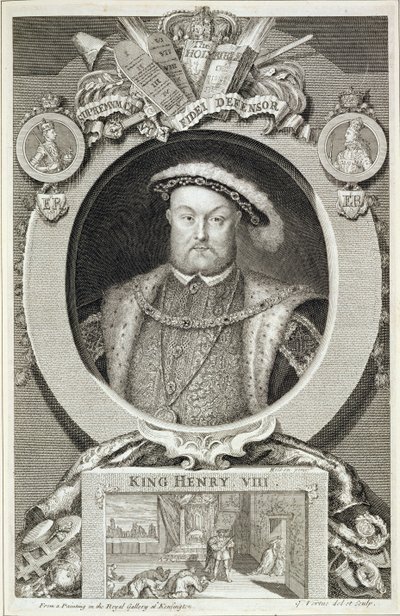 Enrico VIII (1491-1547), dopo un dipinto nella Royal Gallery a Kensington da George Vertue