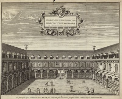 Il cortile interno della Royal Exchange da George Vertue