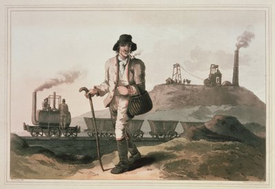 Locomotiva Blenkinsop alla miniera di Middleton vicino a Leeds, inciso da Robert e Daniel Havell, 1814 da George Walker
