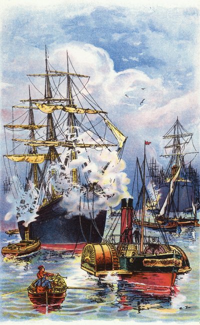 Un mercantile trainato sul fiume Tamigi da George Washington Lambert