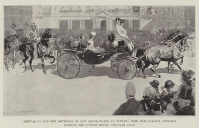 Arrivo del nuovo governatore del Nuovo Galles del Sud a Sydney, la carrozza di Lord Beauchamp passa davanti alla Dogana, Circular Quay da George Washington Lambert