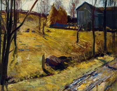 Covoni di fieno e fienile, 1909 da George Wesley Bellows