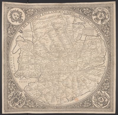Mappa delle strade postali nei dintorni di Londra da George Willdey
