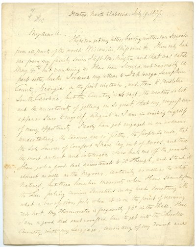 Lettera incompleta [di G.W. Featherstonhaugh], Decatur, NC, a Col. Abert [John James Abert], 19 luglio 1837 da George William Featherstonhaugh