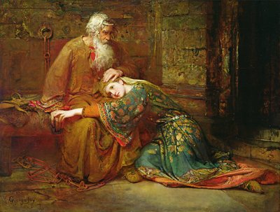 Cordelia conforta suo padre, Re Lear, in prigione da George William Joy