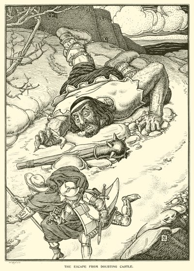 La fuga dal Castello del Dubbio da George Woolliscroft Rhead