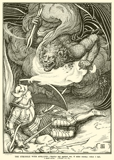 La lotta con Apollyon (incisione) da George Woolliscroft Rhead