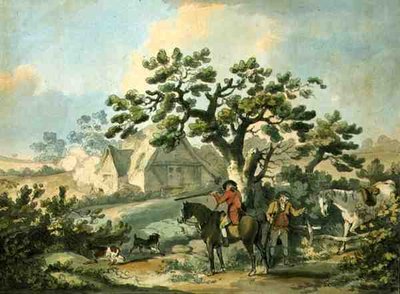 Caccia alla pernice, inciso da Thomas Rowlandson, pub. da J. Harris, 1789 da George after Morland