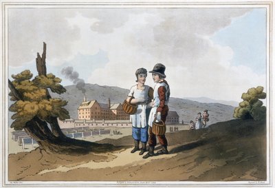 Bambini in fabbrica, da `Il costume dello Yorkshire inciso da Robert Havell (1769-1832) 1814 da George after Walker