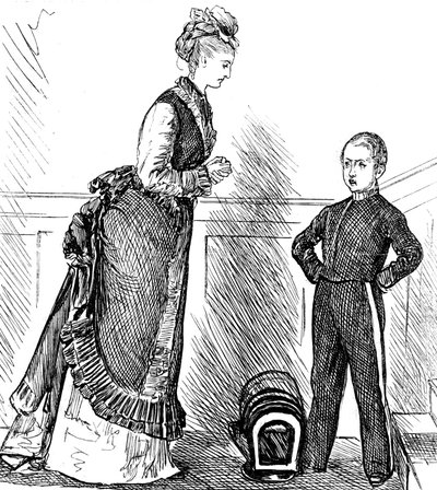 Una madre che disciplina il suo bambino monello da George du Maurier