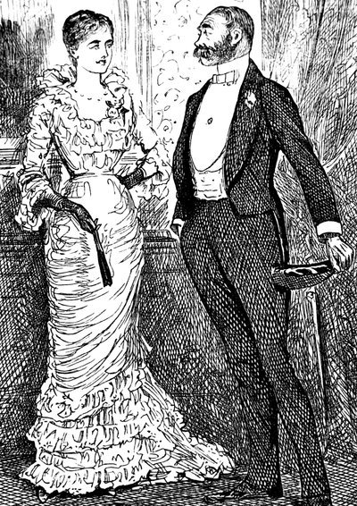 Una donna e un gentiluomo in abiti formali da George du Maurier