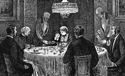 Una famiglia di classe superiore a tavola da George du Maurier