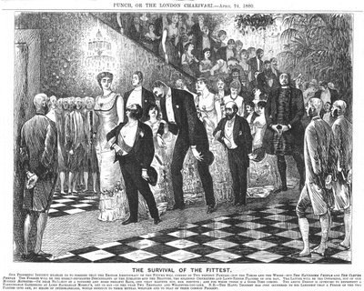 Applicazione del darwinismo nel ventesimo secolo. Di George du Maurier, 24 aprile 1880 (cartone animato da Punch, Londra) da George du Maurier