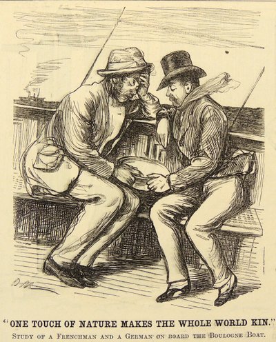 Passeggeri della barca che soffrono di mal di mare. Vignetta di George du Maurier da 