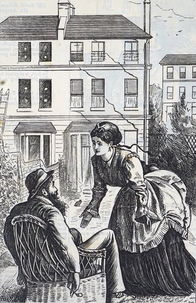 Cartone animato che commenta la rapida espansione urbana e la costruzione frettolosa da George du Maurier