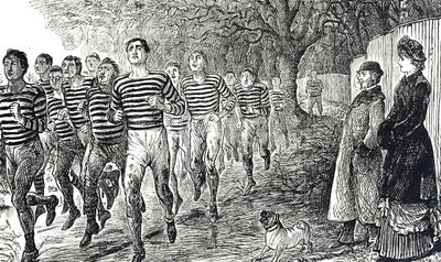 Cartone che raffigura una sessione di salute e fitness da George du Maurier