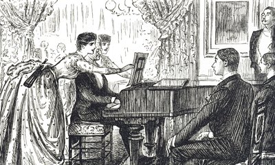 Cartone animato che raffigura una serata musicale a casa da George du Maurier