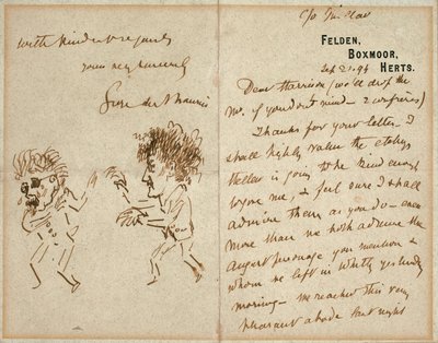 Lettera con disegno di Whistler che minaccia Du Maurier da George du Maurier