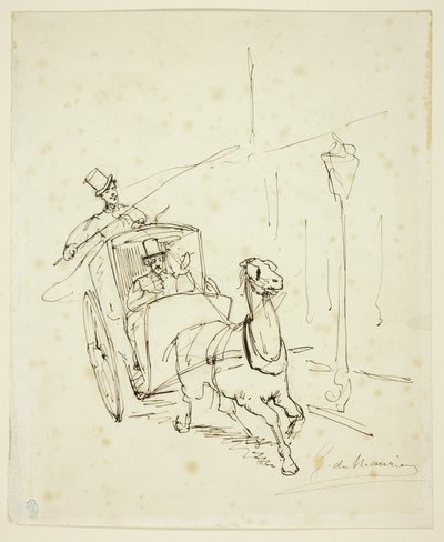 Whistler in una cabina Hansom da George du Maurier