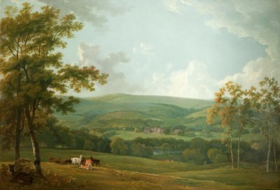 Vista lontana di Towneley Hall, c.1777 da George the Elder Barret