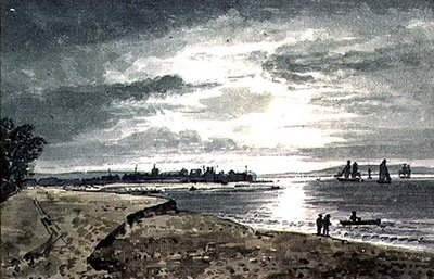Vista del fiume Adur con New Shoreham in lontananza da George the Younger Barret