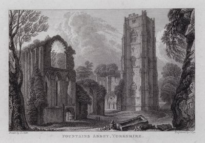 Abbazia di Fountains, Yorkshire (incisione) da George the Younger Cuitt