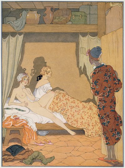 Scena in camera da letto, illustrazione da 