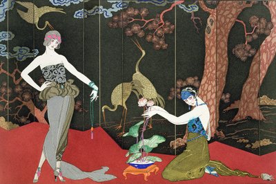 La Moda del Lacca, inciso da Henri Reidel da Georges (after) Barbier