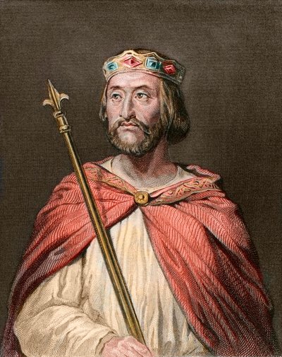 Ritratto di Carlo III detto il Semplice (879-929) Re dei Franchi - CARLO III (879-929) - Carlo il Semplice - Re di Francia, 893-923 - incisione da Georges Rouget (1783-1869) da Georges (after) Rouget