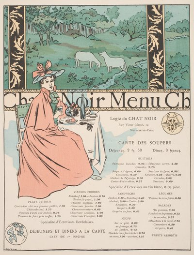 Menu del Chat Noir da Georges Auriol