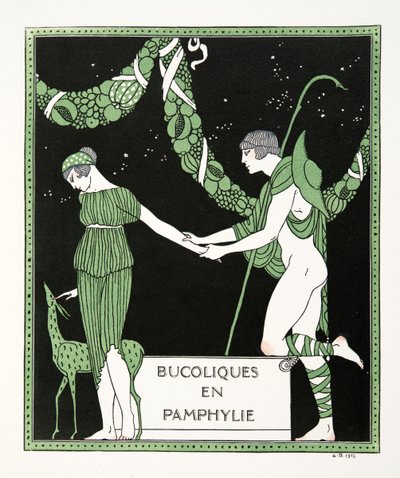 Bucoliche in Panfilia, illustrazione da Les Chansons de Bilitis, di Pierre Louys, pub. 1922 da Georges Barbier